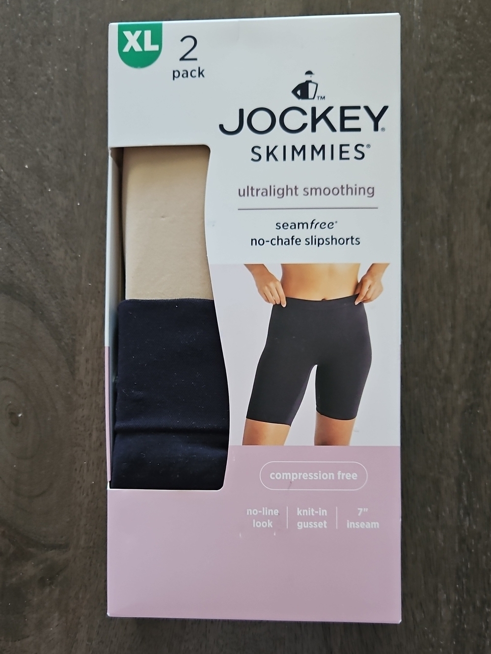 2-pack Jockey Women's Skimmies Slip Shorts - 1 Black, 1 Nude